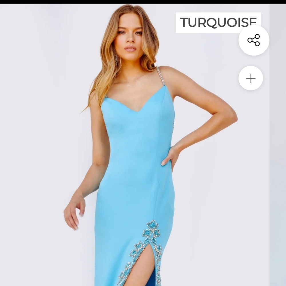 Jovani 09009 turquoise formal gown stunning  size 4